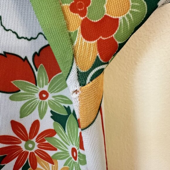 House Dress MuMu Maxi 1970 Pockets Groovy Poly Vintage Floral Print Long Sleeve - Picture 10 of 12